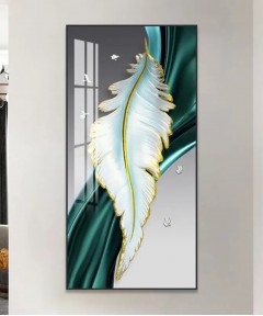 Light Luxury Crystal Painting Green Feather